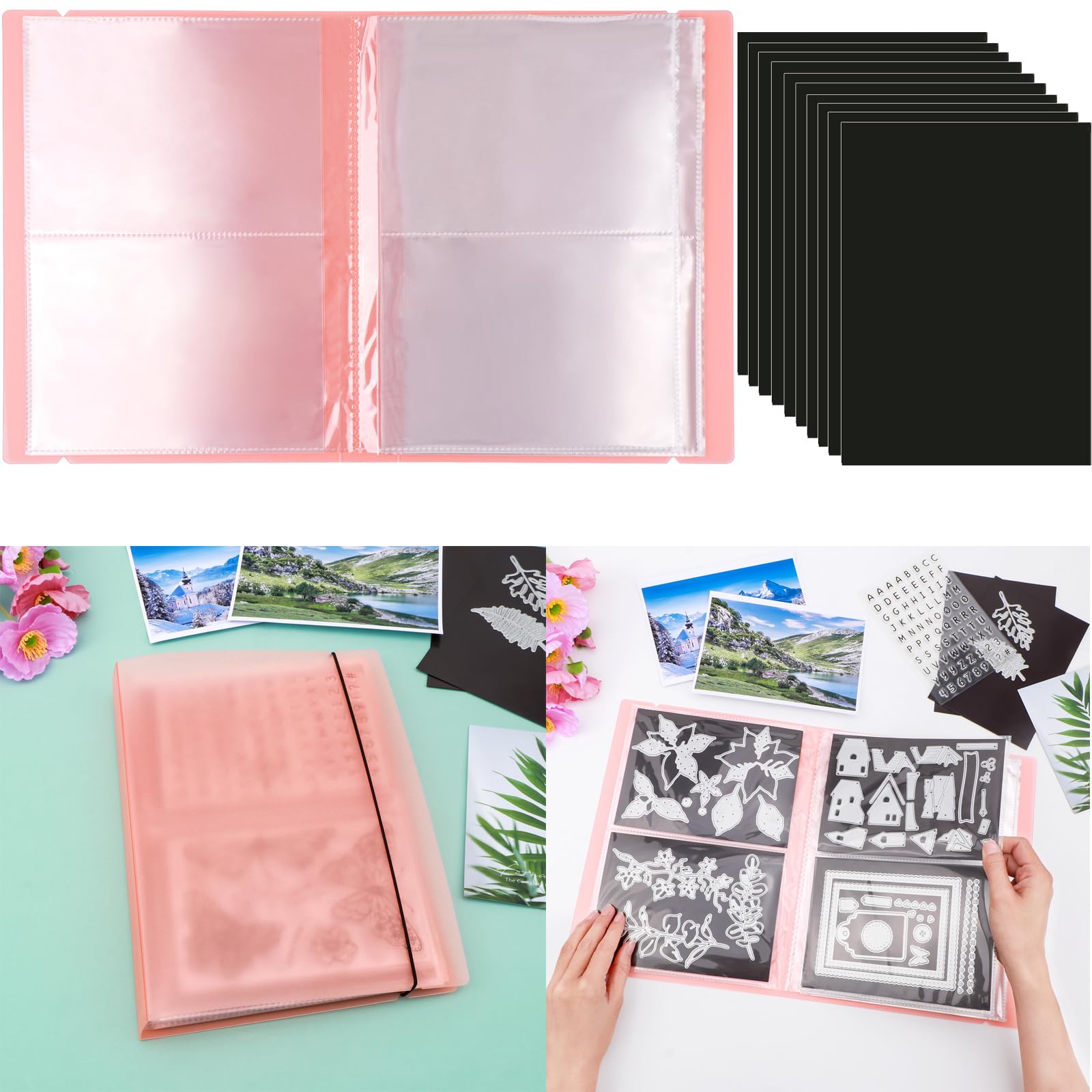 10 Stück 0,3 mm dicke Magnetblätter & 80 Taschen/20 Seiten Aufbewahrungsalbum für Stempel und Stanzformen, Aufbewahrungsbuch, Organizer für Aufbewahrung, Stanzen, DIY, Scrapbooking, Kartenherstellung