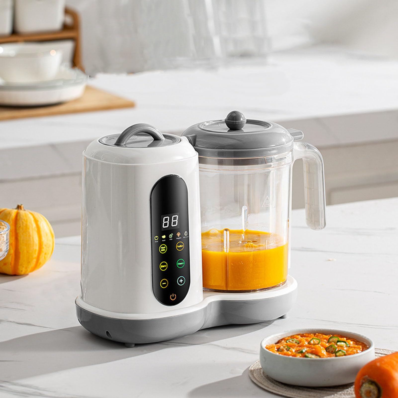 Preparatore per alimenti per bambini, cottura automatica e macinazione per la facile preparazione dei pasti per bambini, grande capacità, in plastica (spina europea)