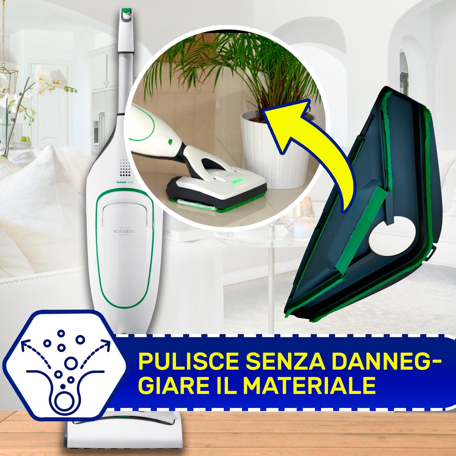MONTERAL Sottospazzola con Bordo in Gomma e Setole per Modelli HD60 HD65 per Aspirapolvere con Codice Originale 58072 per Vorwerk Folletto VK200 VK220S - Garanzia di 10 Anni