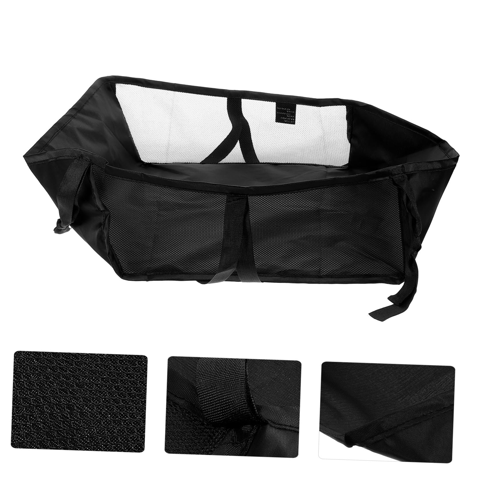 Organizzatore per Passeggino Nero in Poliestere Design a Rete Multifunzionale, Cestino Portaoggetti per Passeggino e Carrello, lo Shopping