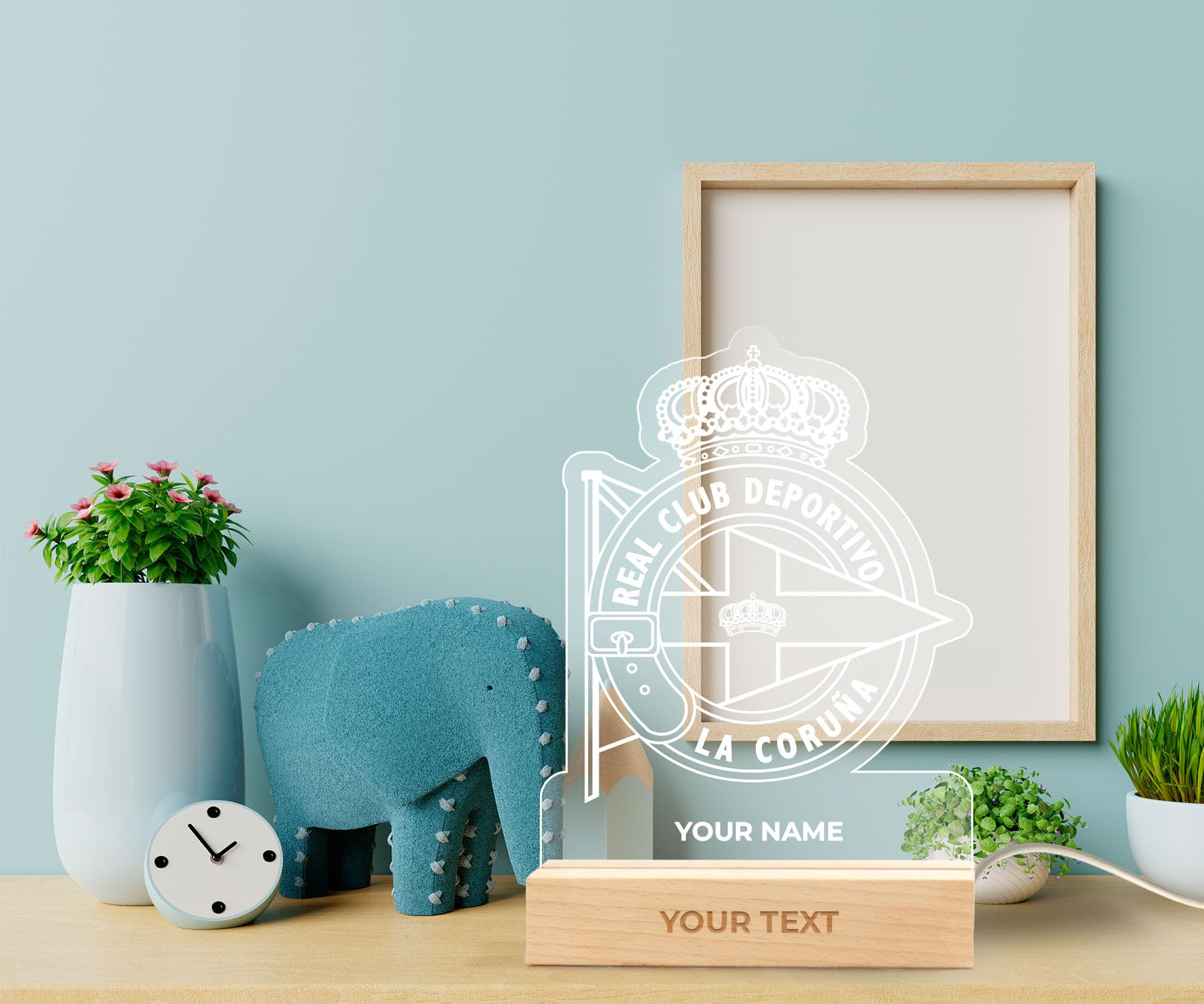 Panorama Lampe de Chevet Foot 15x22 cm Deportivo - Lampe Led Personnalisé - Veilleuse Enfant pour Table de Nuit - Lumiere Chambre Decoration - Cadeau Personnalisé et Original