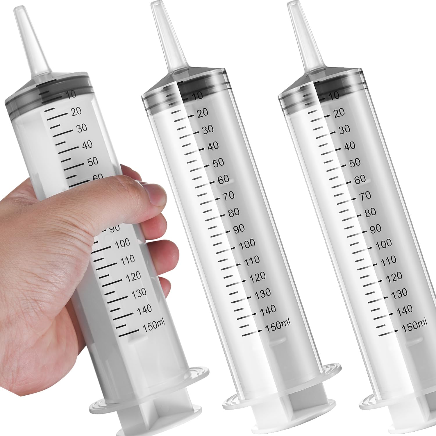 2 Pack 150ml Large Syringes Big Syringes, Large Garden Syringe for Scientific Labs, Measuring, Watering, Refilling (150 ML) (150 ML（3 PCS）)