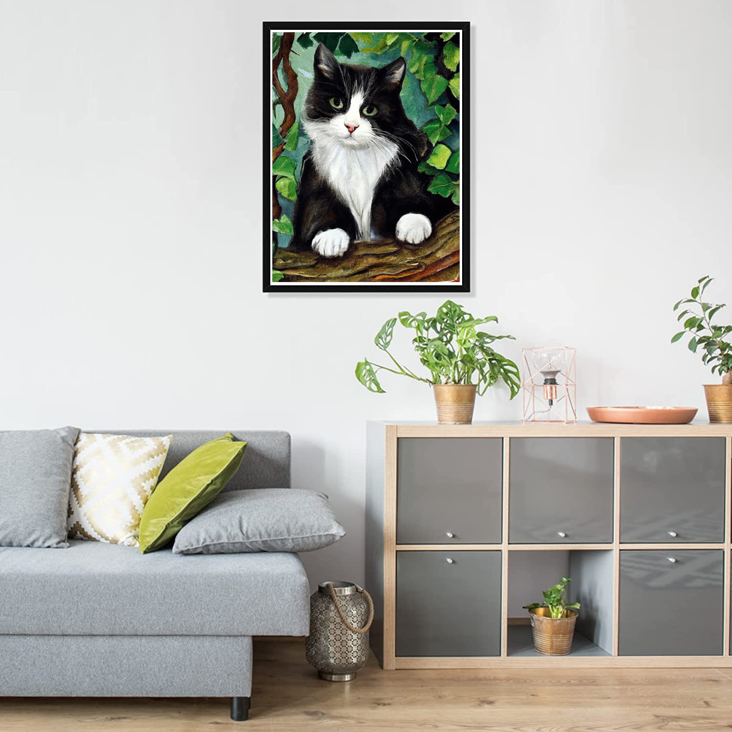 Pavemlo 5D Diamond Painting Kit Completo Gatti Animali, DIY Pittura Diamante Art Kit Fiori, Strass Arte Creazione di Mosaico Murale Artigianale per la Decorazione della Parete di Casa 30x40cm