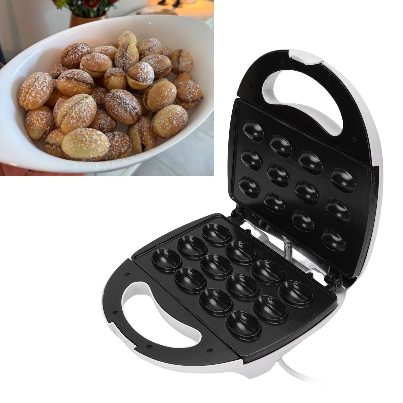 Walnussbereiter, Elektrisch, Doppelseitig, Antihaftbeschichtet, mit Ergonomischem Griff, für Schnelles Backen und Einfache Reinigung (220V EU-Stecker)