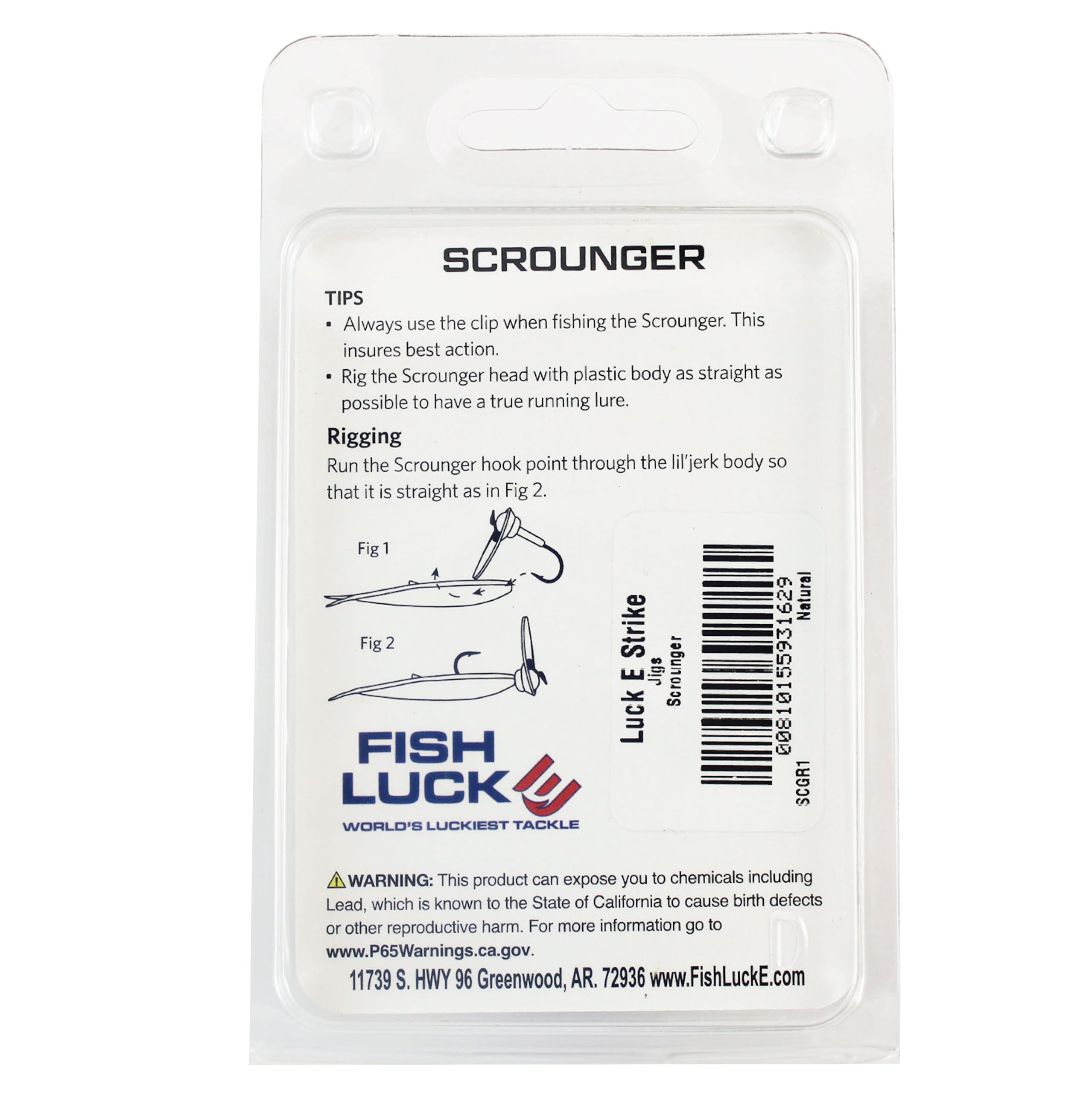 Luck E Strike Original Scrounger Jig Head - Crea una acción realista de natación para cebos de pesca de plástico suave