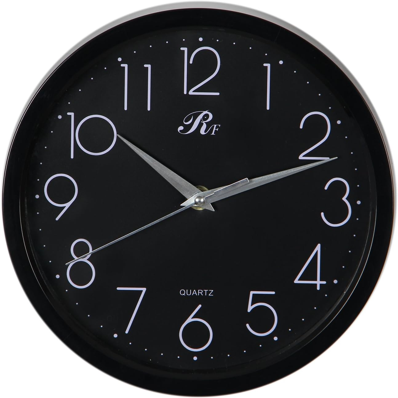 RUIFA Indoor Quiet 8-Inch Precedent Decorative Wall Clock with Arabic Numerals (Black)