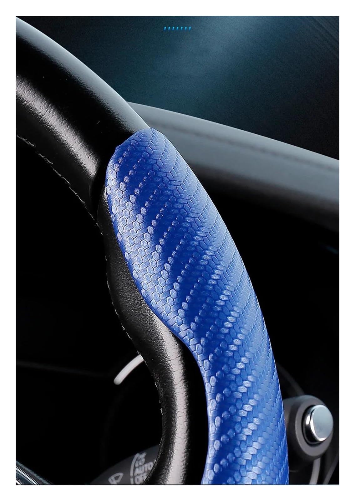 Volantes Protector para Volante Coche 38cm 15 Pulgadas Material Fibra Carbono Cubierta elevadora Rueda, Accesorios Antideslizantes Funda Volante(Blue 3pcs)