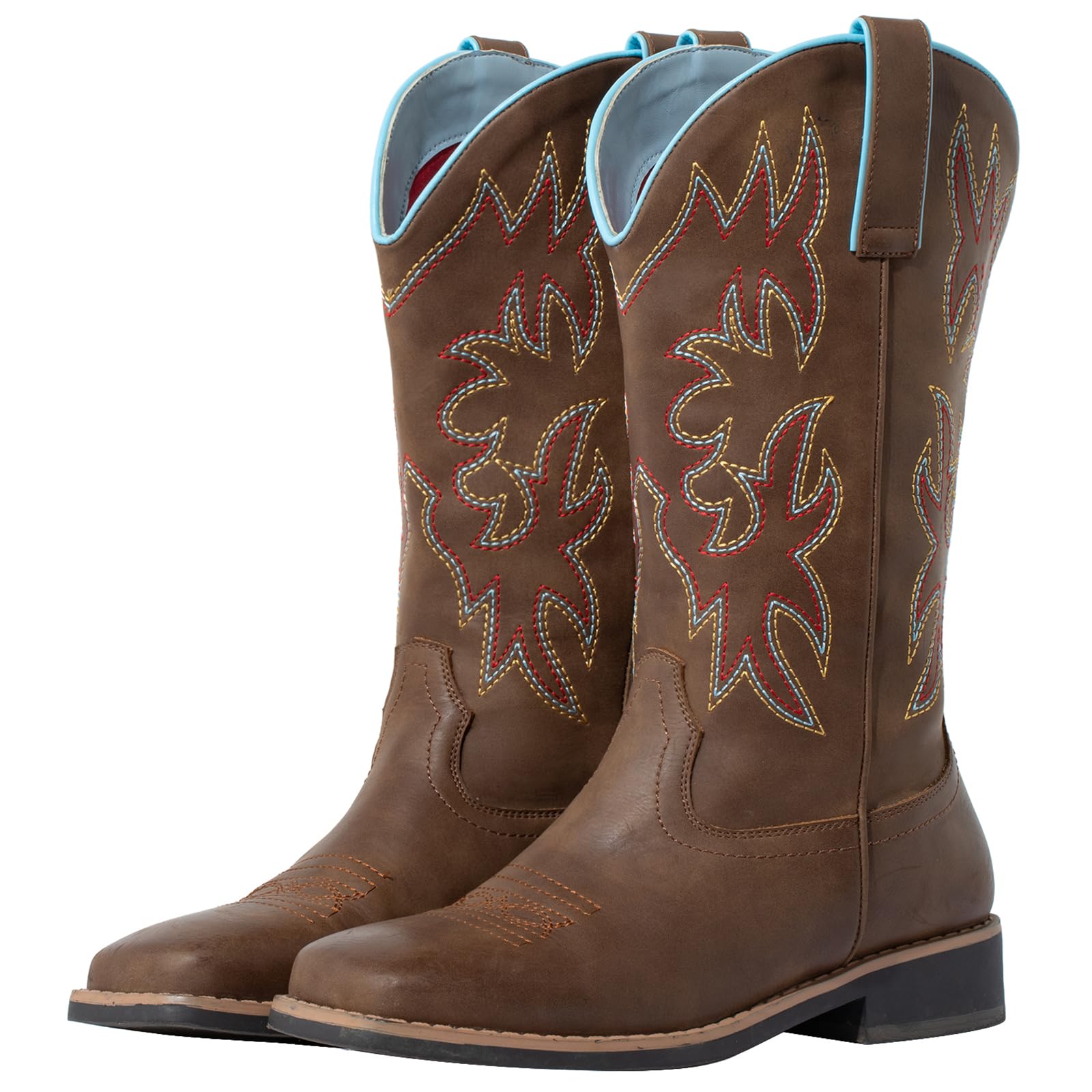 SheSole Women's Wide Calf Cowgirl Boots Square Toe - Wide Width Cowboy Boots for Wide Feet & Thick Calves, Comfortable Western Boots for Daily Work,