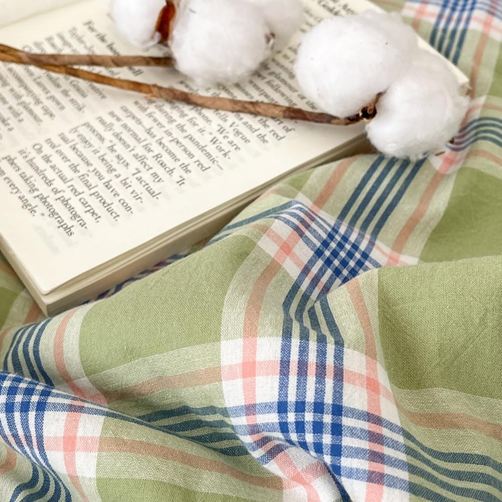 Cuadros Colcha Boutí Cubrecama de Dos Caras Suave Ligero y Transpirable,100% Algodón, Cama Multiusos para Primavera y Verano, Colchas para Cama 90 120 150 180 (Azul Verde,200x230cm)