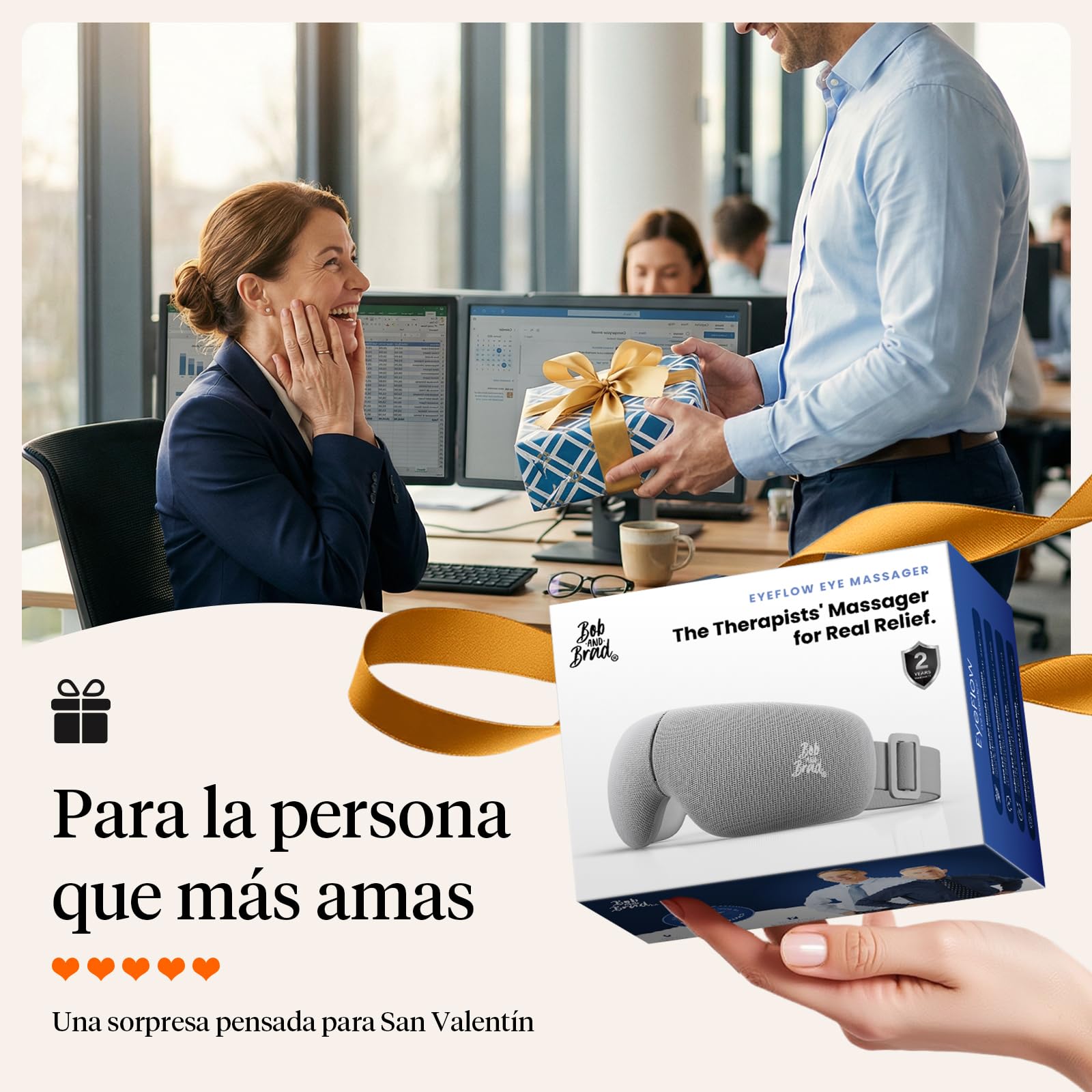 BOB AND BRAD EYEFLOW Masajeador de Ojos con Calor y Frío, Máscara Ocular de Compresión Fría de Semiconductores para el Alivio de la Migraña, Ojos Secos y Ojeras, Regalo para Mujeres y Hombres