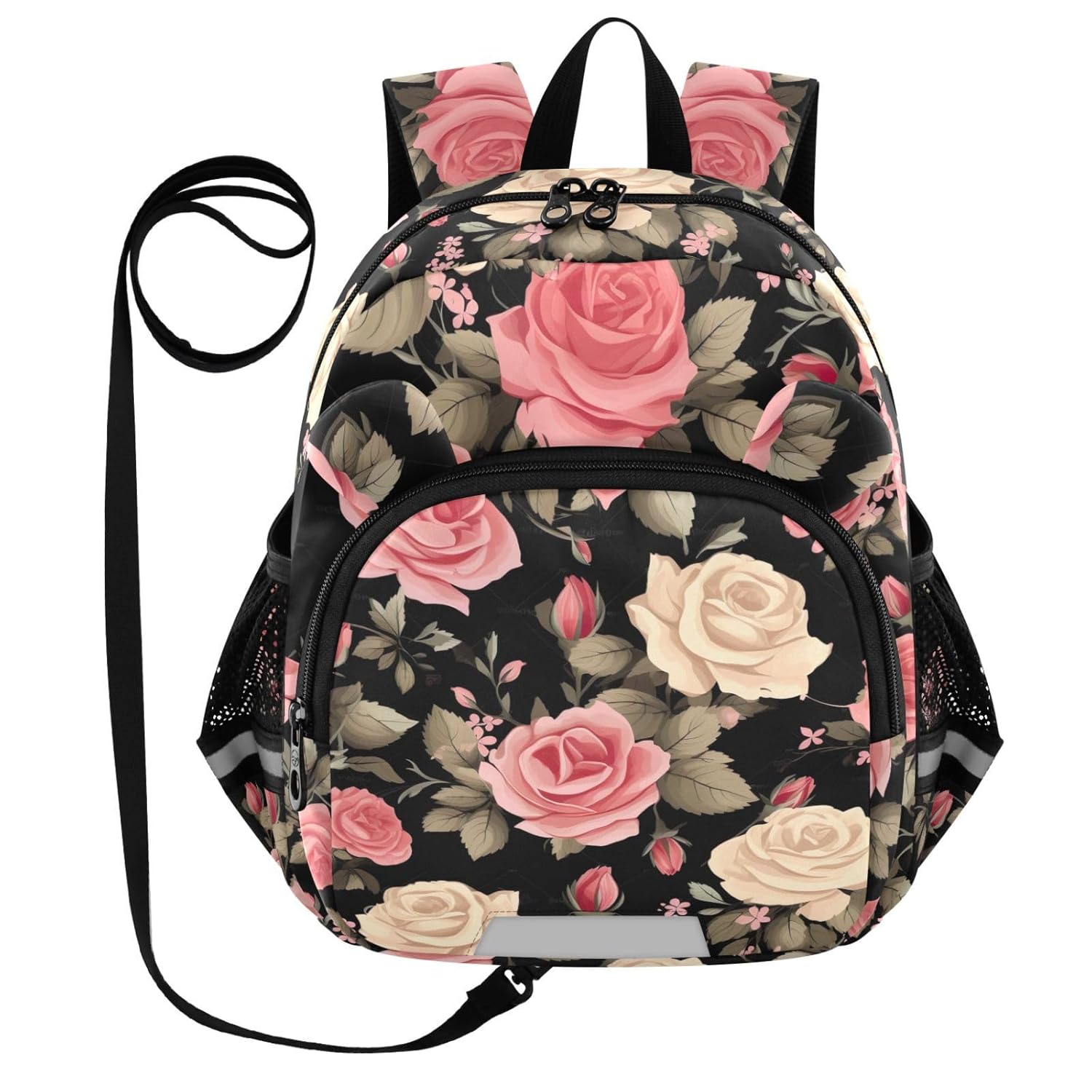 Bright Red White Roses Toddler Harness Backpack for Boys Girls 3-6 Years Kids Backpack with Anti Lost Safety Leash Baby Protection Backpack for Travel Walking Preschool