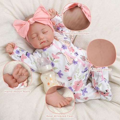 Miniatura 2 de BABESIDE Reborn Baby Dolls Girl Muñeca de bebé de vinilo suave hecha a mano realista de 17 pulgadas, muñeca de bebé de la vida real con accesorios,