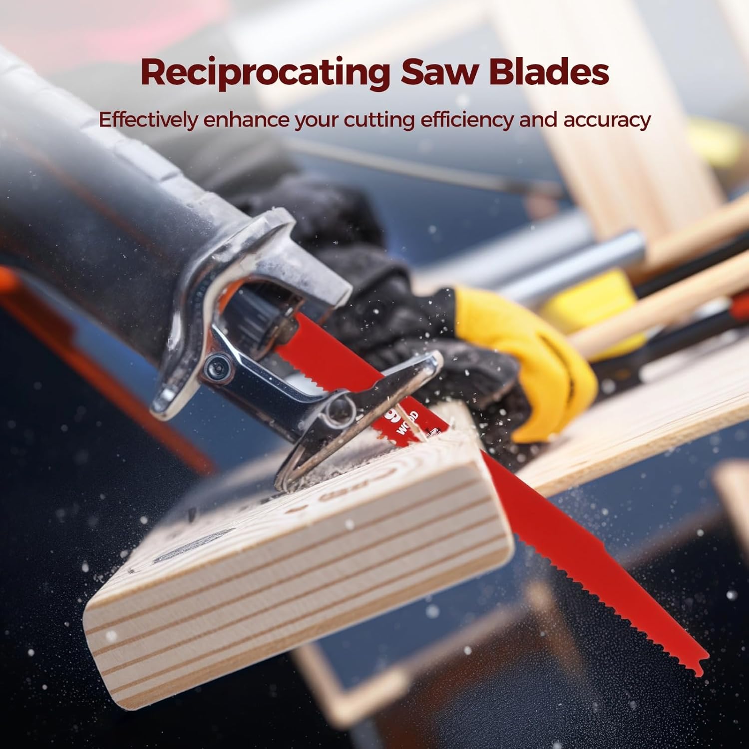 50 Pack 9 Inch 6/12 TPI Reciprocating Saw Blades, Bi-Metal Cutting Saw Blades, Metal Pruner Saws Blade for Cutting Nail-Embedded Wood, Metal, PVC Pallets