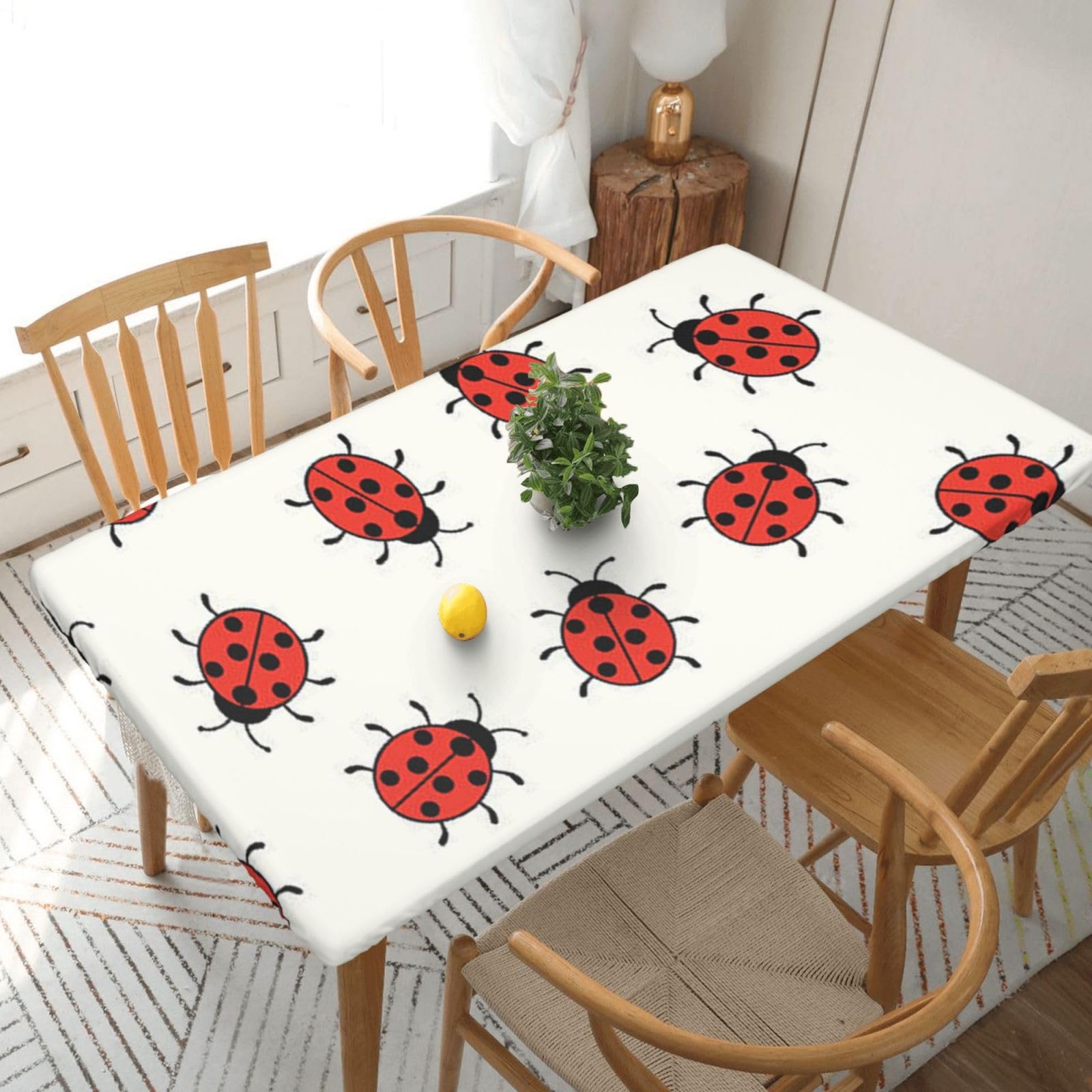 BNVSADC Ladybugs Pattern Infinite Speckled Printed 5FT Tablecloth Polyester Kitchen Water Resistant Table Cloth Dining Table Decoration Table Covers, 152x76 CM