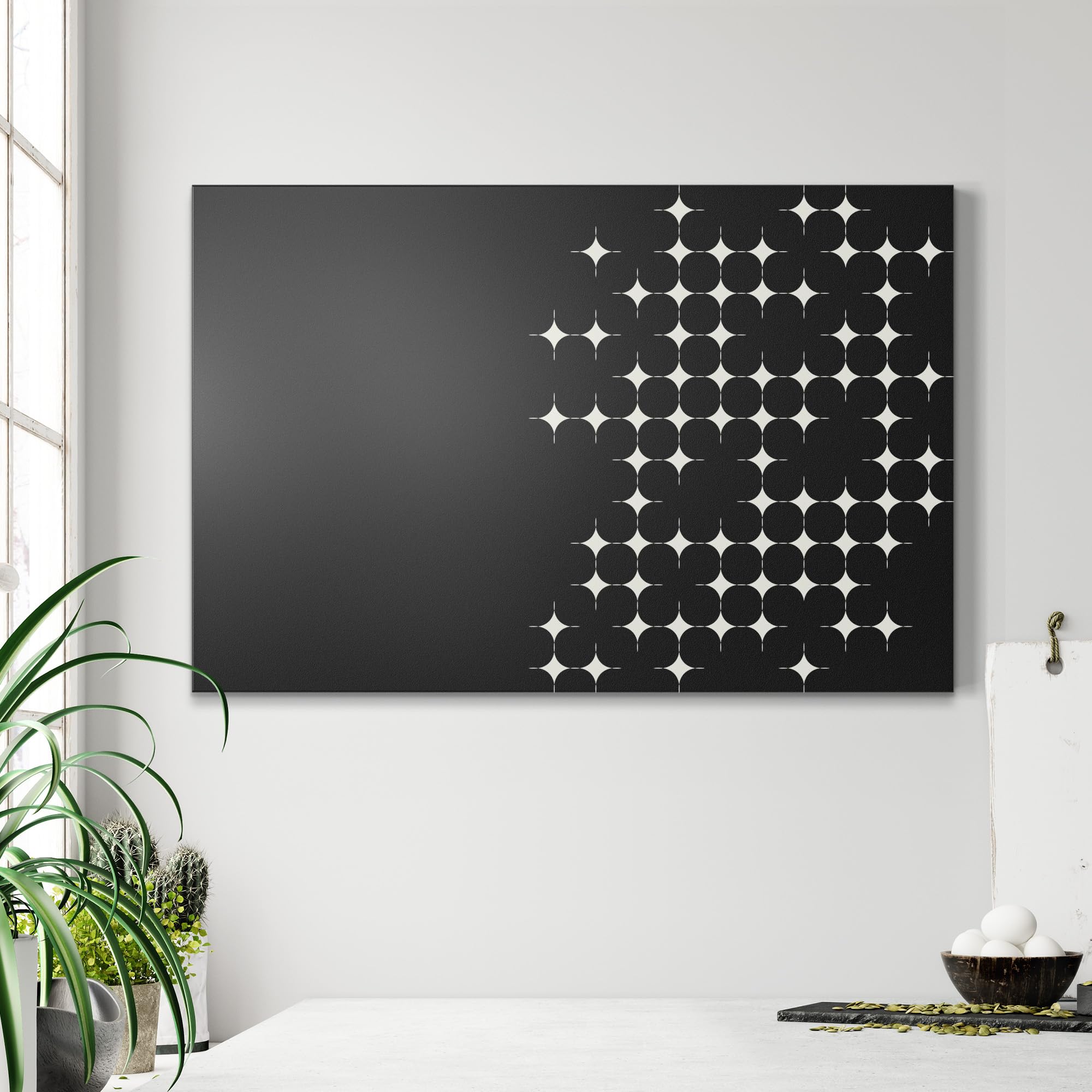 DEQORI Magnetyczna tablica do pisania kredą z nadrukiem UV | motyw "retro raster" | wzór prostokątny 90 x 60 cm | metalowa tablica kredowa do pisania – dekoracja ścienna do kuchni, korytarza, pokoju