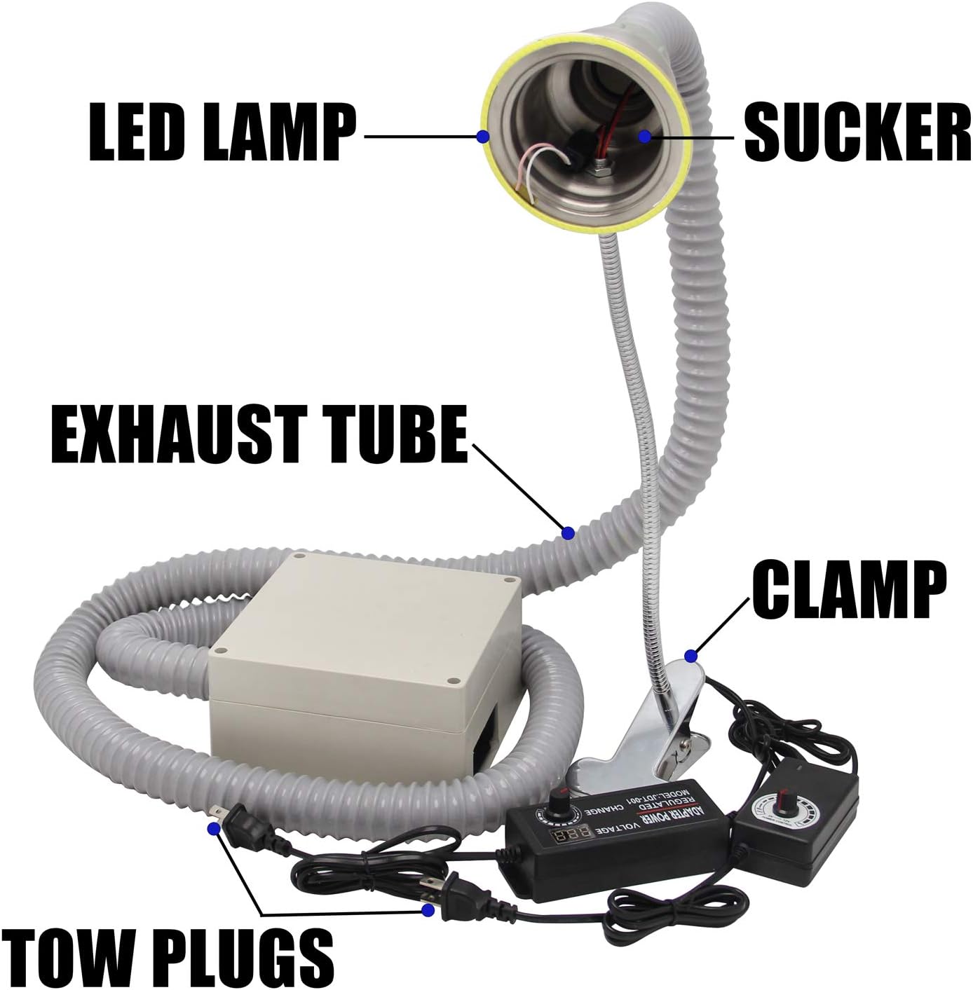 Black Friday - 50% OFF Poafamx Fume Extractor Soldering 3-in-1 Solder Smoke Absorber Solder Sucker with LED Lamp, Benchtop Clamp, 5 Pcs Carbon Filter