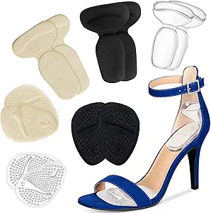 ONUEMP Heel Grips, High Heel Cushion Inserts for Too Big Shoes, Reusable Anti-Slip Shoe Pads Foot Insoles and Metatarsal Pads for Women, Heel Blister Prevention - 6 Pairs