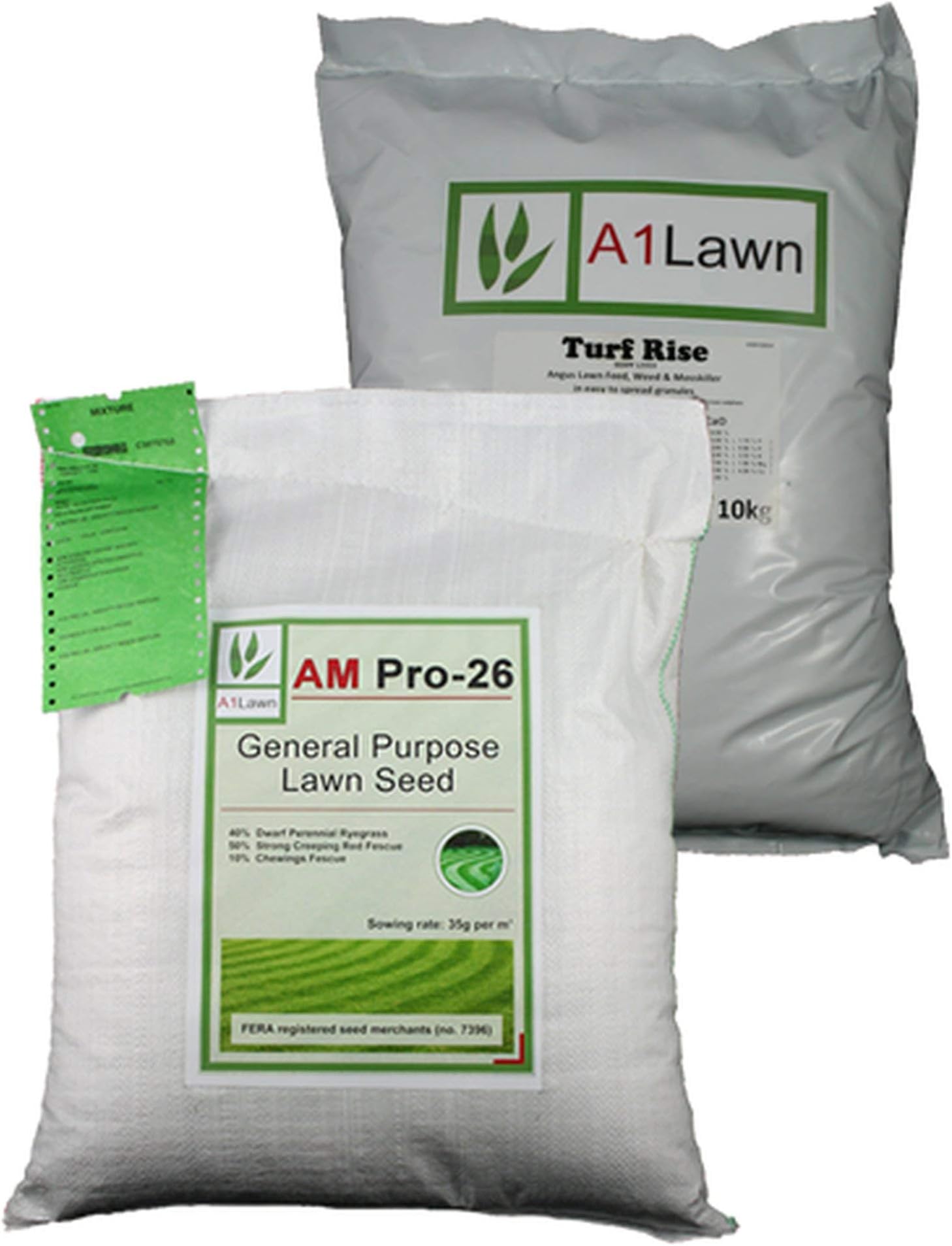 A1Lawn, 10Kg Am Pro-26 General Purpose Grass Seed & 10Kg Weed,Feed & Moss Killer Multi Pack