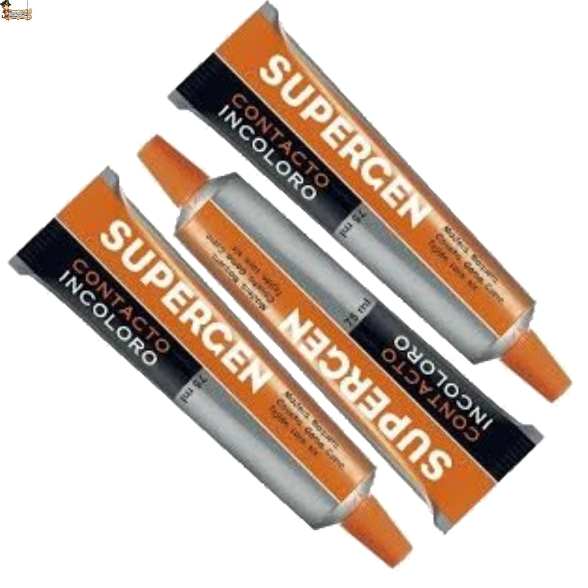BricoLoco Pack 3 tubos Pegamento de contacto Supergen extrafuerte. 75 ml.Incoloro transparente. Suela zapatos, calzado, madera. Uniones resistentes y duraderas. Bricolaje y reparación. (3, 75 ml.)