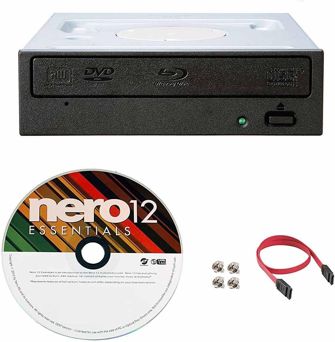 Pioneer 16X BDR-209DBK Internal Blu-ray Burner Bundle with Nero Burning Software and Cable Accessories (SATA Interface)