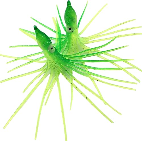 Miniatura 9 de Hoochie - Faldas de pulpo, señuelos de pesca con aparejos de pesca de plástico suave, faldas de calamar luminosas, señuelos de agua saladacebo, 1.9