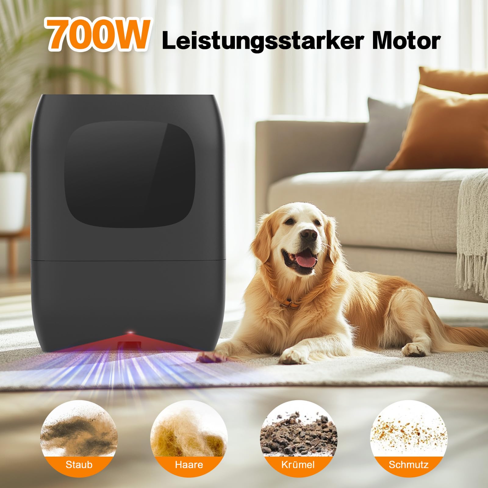 Elektrische Kehrschaufel mit Sensor 7L Staubbehälter berührungsloser Staubsauger Stabstaubsauger für Küche Tierhaare