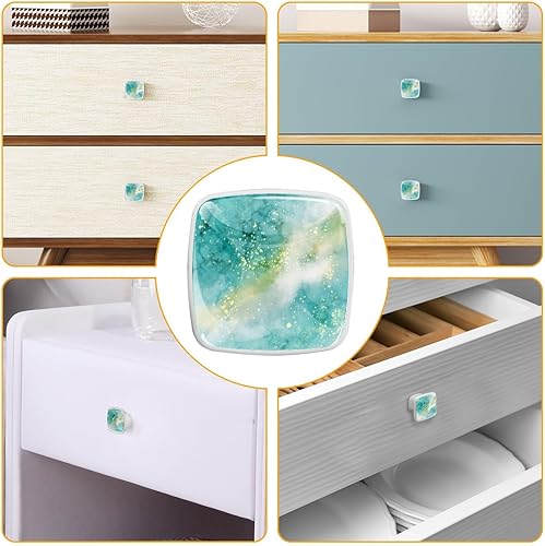 Miniatura 8 de LORVIES Paquete de 4 pomos decorativos de 1.2 pulgadas para gabinete, cristal ABS cuadrado blanco con un solo agujero, tiradores de puerta de cajón,