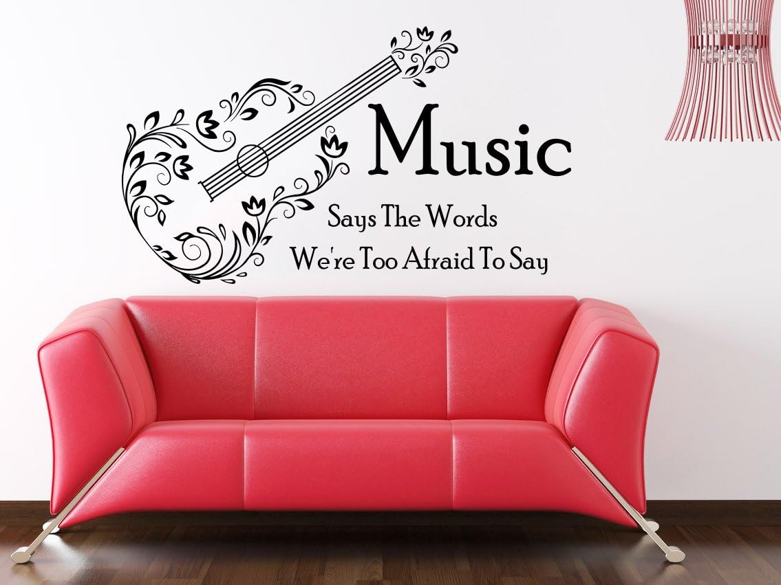 Music Wall Decal -Music Is The Voice Of The Soul Quote Decal Heart Beat Vinyl Sticker Bedroom Home Decor(White,22X38 Inch)