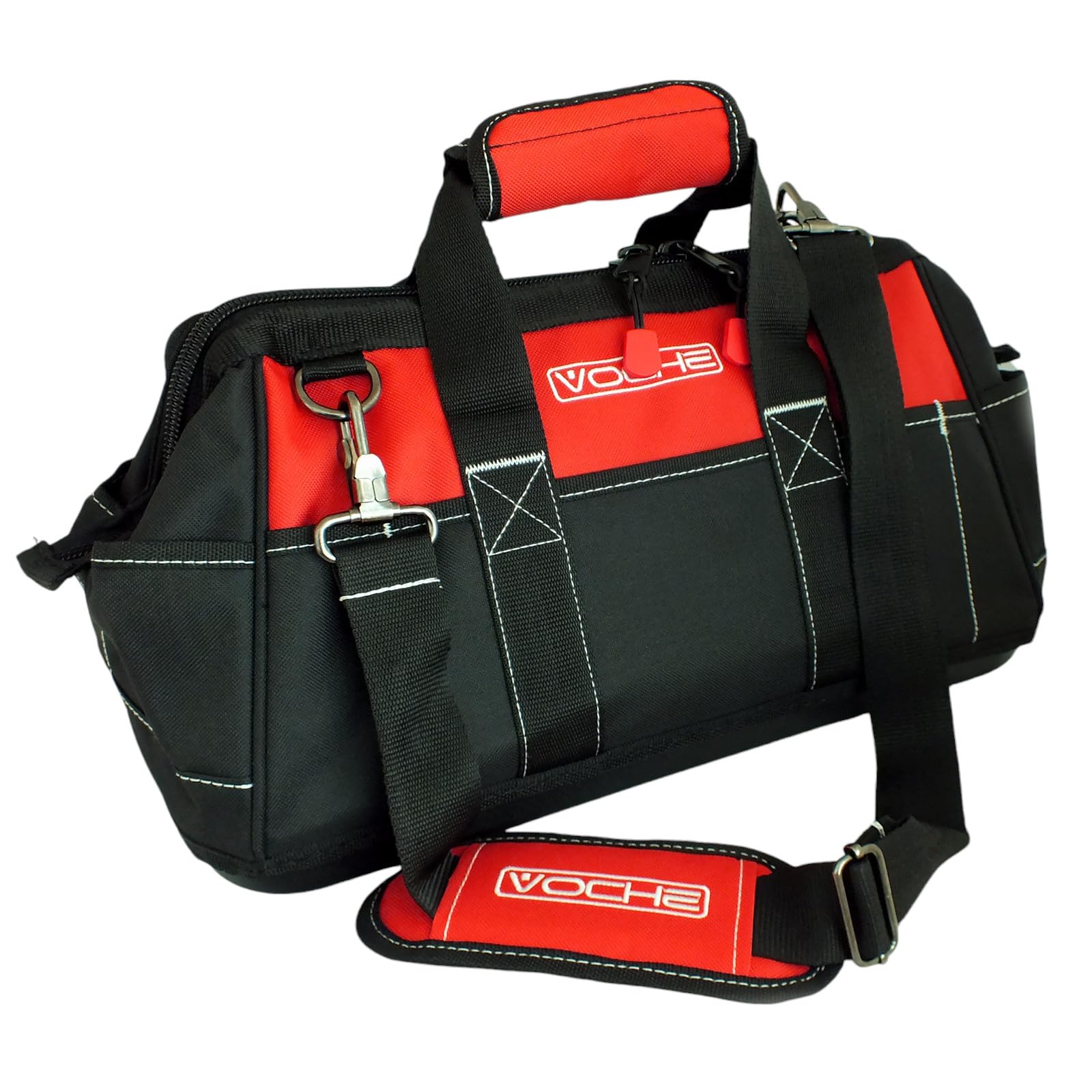 Voche 16" Wide Opening 21 Pocket Tool Bag with Rigid Base and Shoulder Strap
