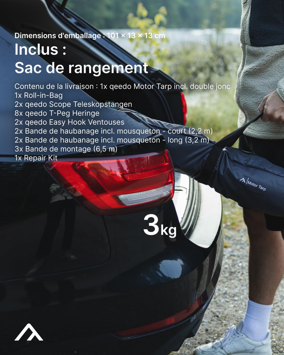 qeedo Motor Tarp Auvent Fourgon avec Protection UV (UV80) et Dark-Coating - Convient pour: Camping-Cars, caravanes, auvents, tuyauterie ou Montage à Ventouse