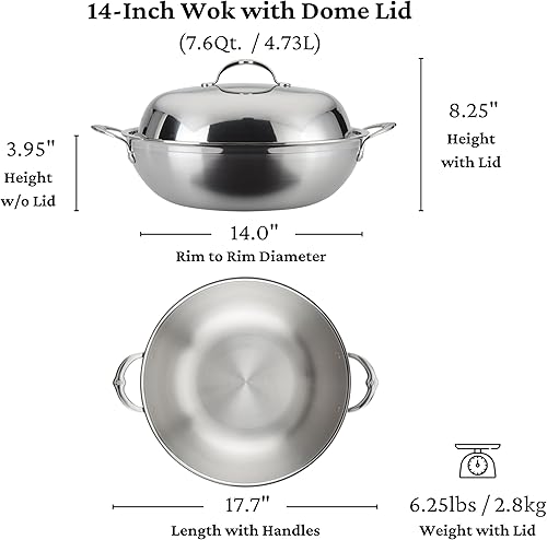Vista 10 de Hestan ProBond Forged - Wok profesional de acero inoxidable con revestimiento de 14 pulgadas, compatible con inducción