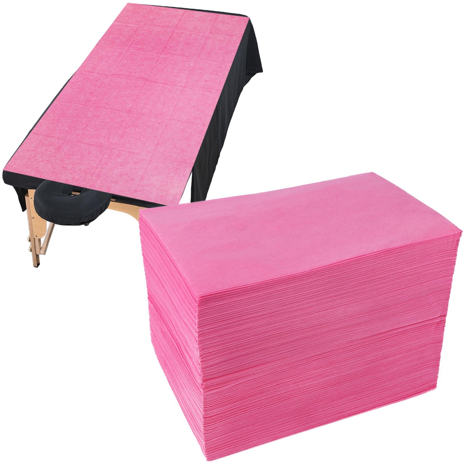 MRJ Pink Disposable Massage Bed Sheet 100Pcs 31×71 inches Massage Table Sheets Non Woven Fabric Massage Table Covers for Spa,Beauty Salon,Tatto