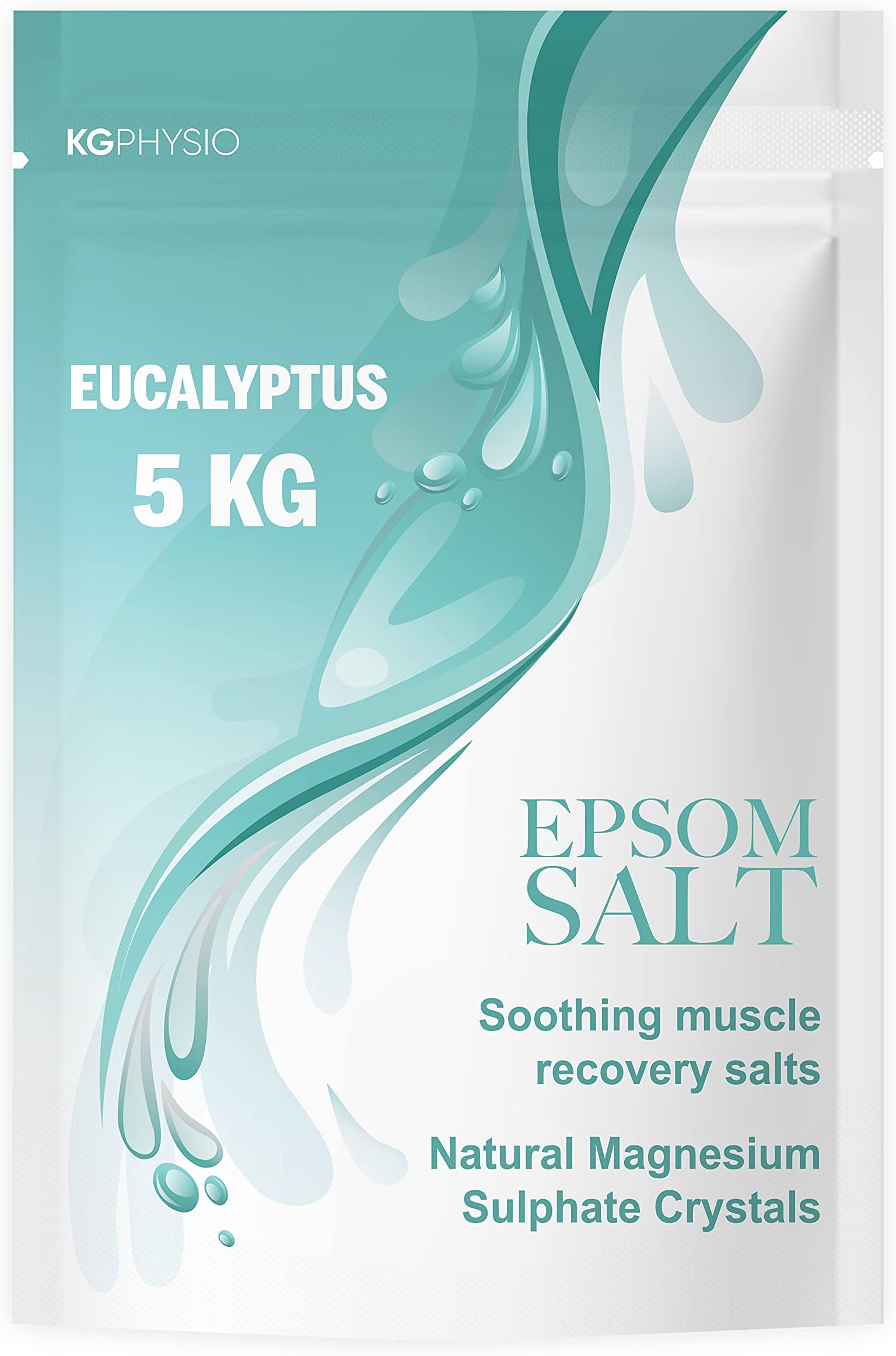 Kg Physio Epsom Salt - Eucalyptus - 5kg Resealable Pouch - Bath Salts 100% Pure Magnesium Used For Muscle Recovery And Relaxation - Relax And Unwind With Epsom Salts