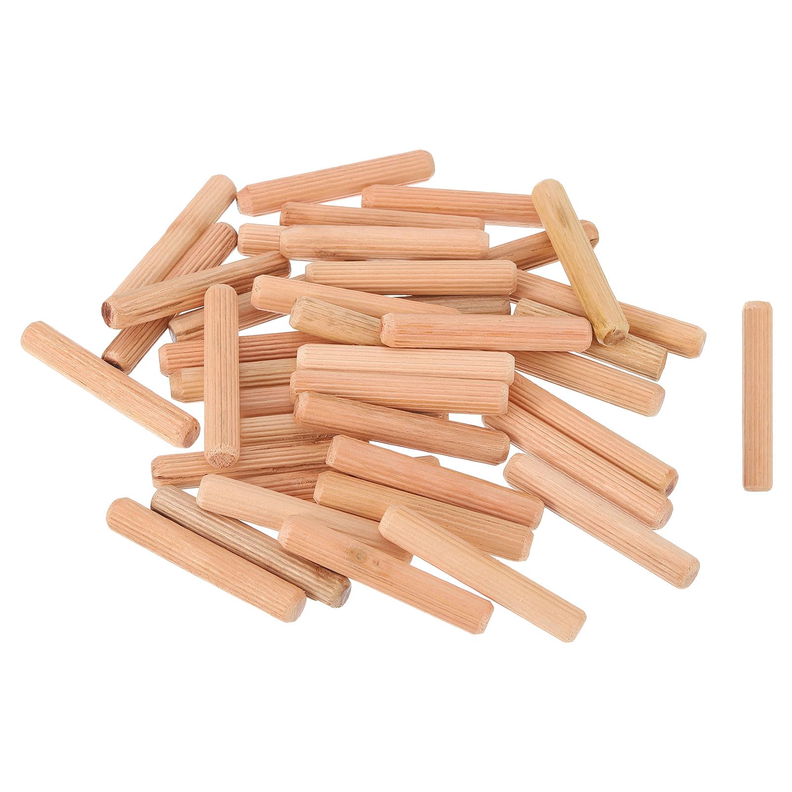 uxcell 200Pcs 3/8" x 2-3/8" Wooden Dowel Pins, Wood Dowels Rods, Furniture Woodworking Grooved Fluted Pin, Wooden Dowels Fluted for Craft, DIY Projects