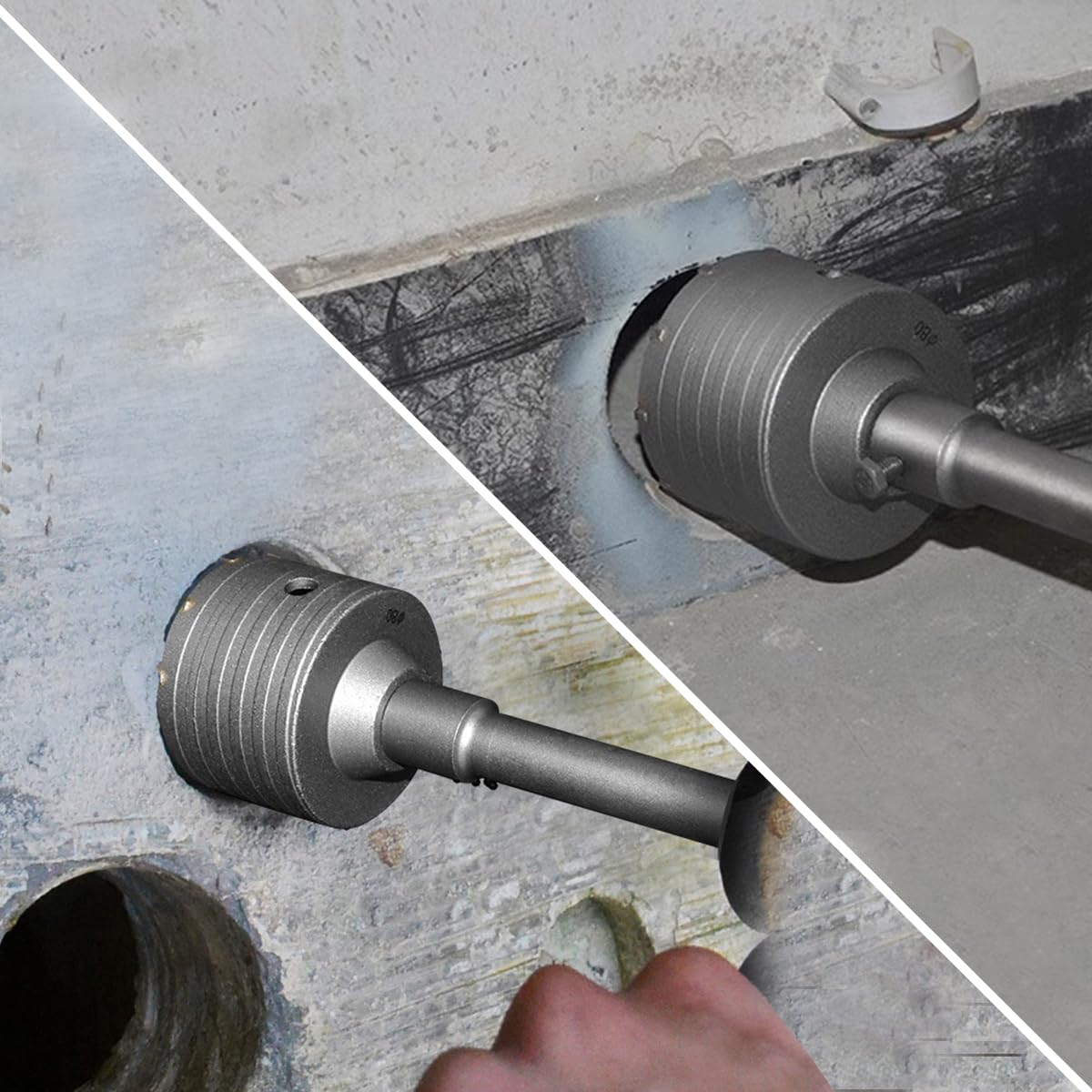 SUQIN Carotatrice A Tazza Per Muro Ø 105mm Con Adattatore SDS PLUS 110 mm E Punta Centraggio 8 mm x 110 mm,Sega A Tazza Per Calcestruzzo,Frese Carotatrici a Tazza per Muri Calcestruzzo Cemento