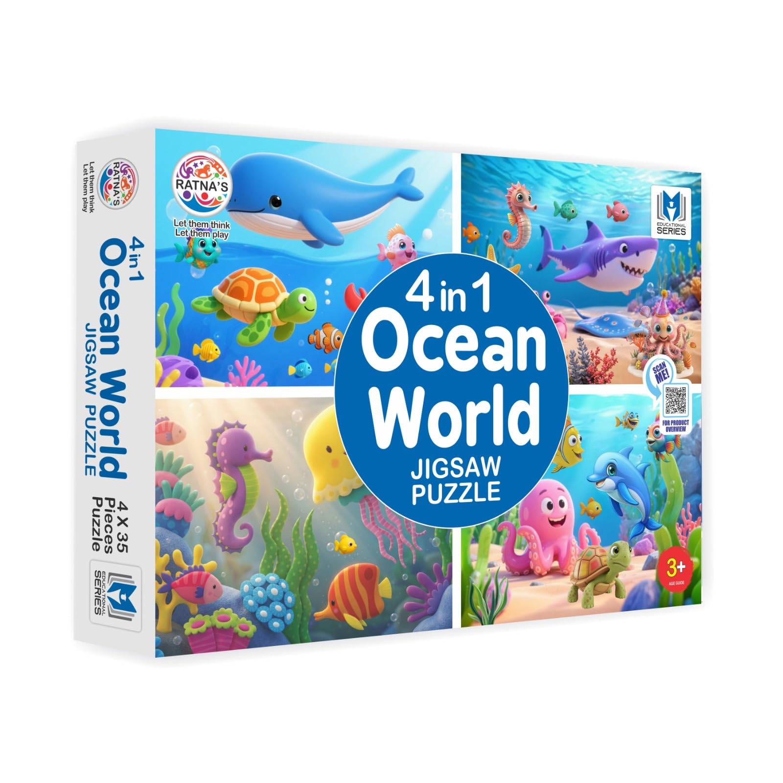Ratna's 4 in 1 Ocean World Jigsaw Puzzle, 4 Puzzles with 35 Pieces Each (24x17 cm), Educational Toy for Kids Ages 3+ Years-image-28
