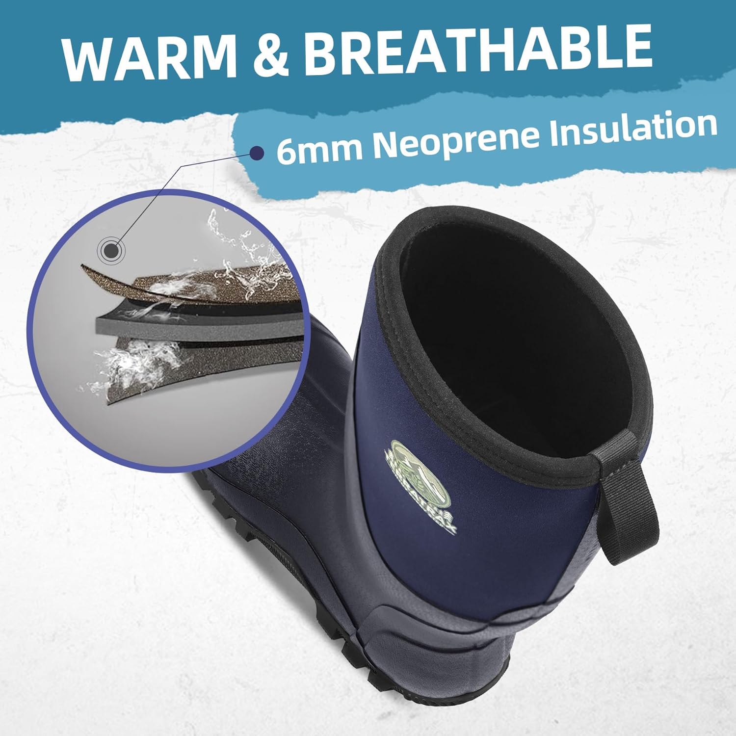 Men's Waterproof Rubber Boots, 6mm Neoprene Insulated Work Boots for Winter Snow & Mud - Durable Anti-Slip Rain Footwear for Farming, Hunting (Flexible Fit) - Image 5