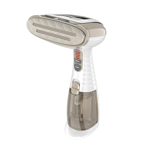 Conair Steamer Portátil para Ropa, Turbo ExtremeSteam 1875W, Diseño Mano, Vapor Penetrante Fuerte, Blanco/Champaña