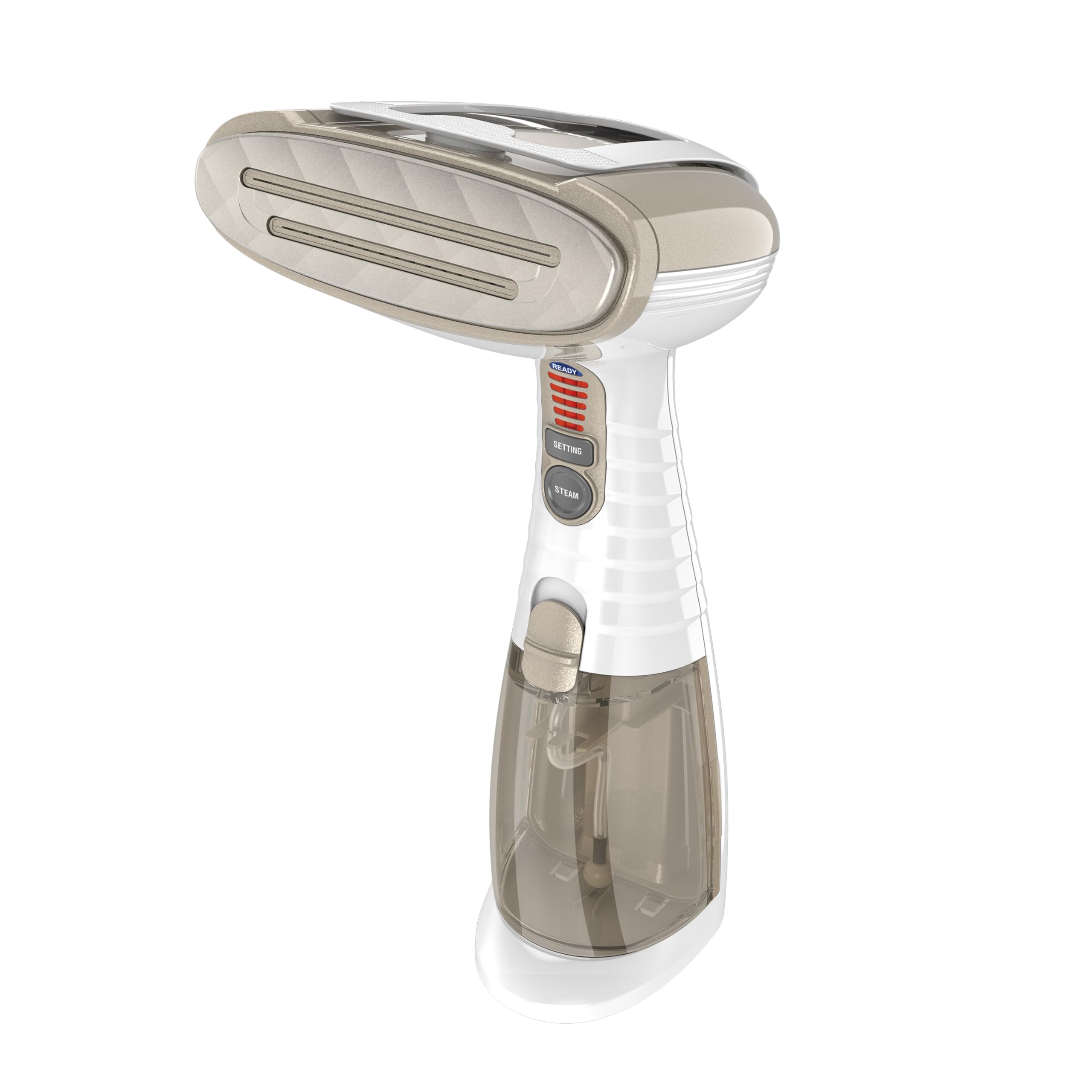 Turbo Extreme Steam Hand Held Fabric Steamer, GS59X, 1875W, 15 min, 7.3 oz, White/Champagne