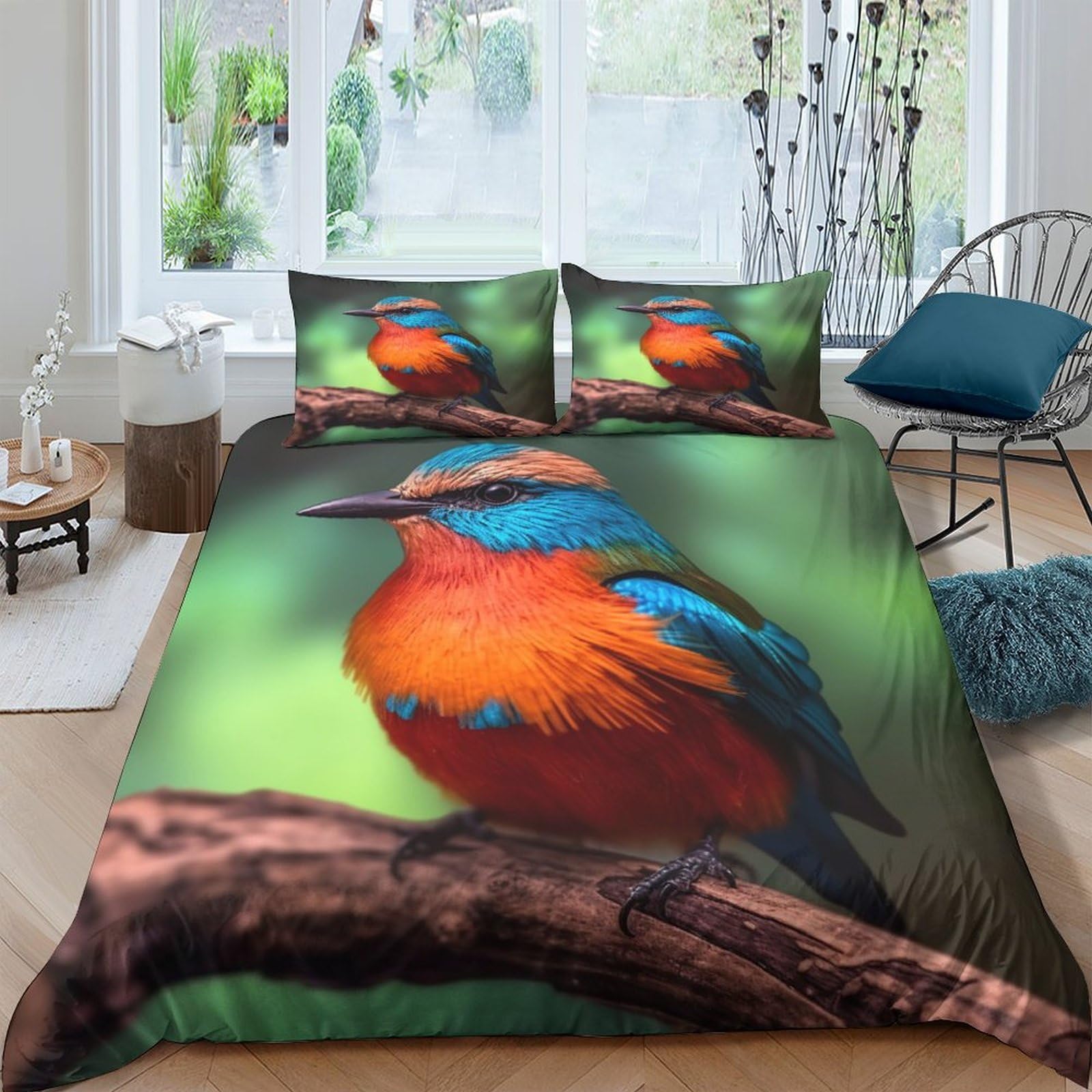 Ctjqhvkz Style-6 3D Printed Kingfisher Bird Fitted Sheet Microfiber Soft Decor Vibrant Bed Sheet For Bedroom Guest Room Mattress Cover Single（135X200cm）