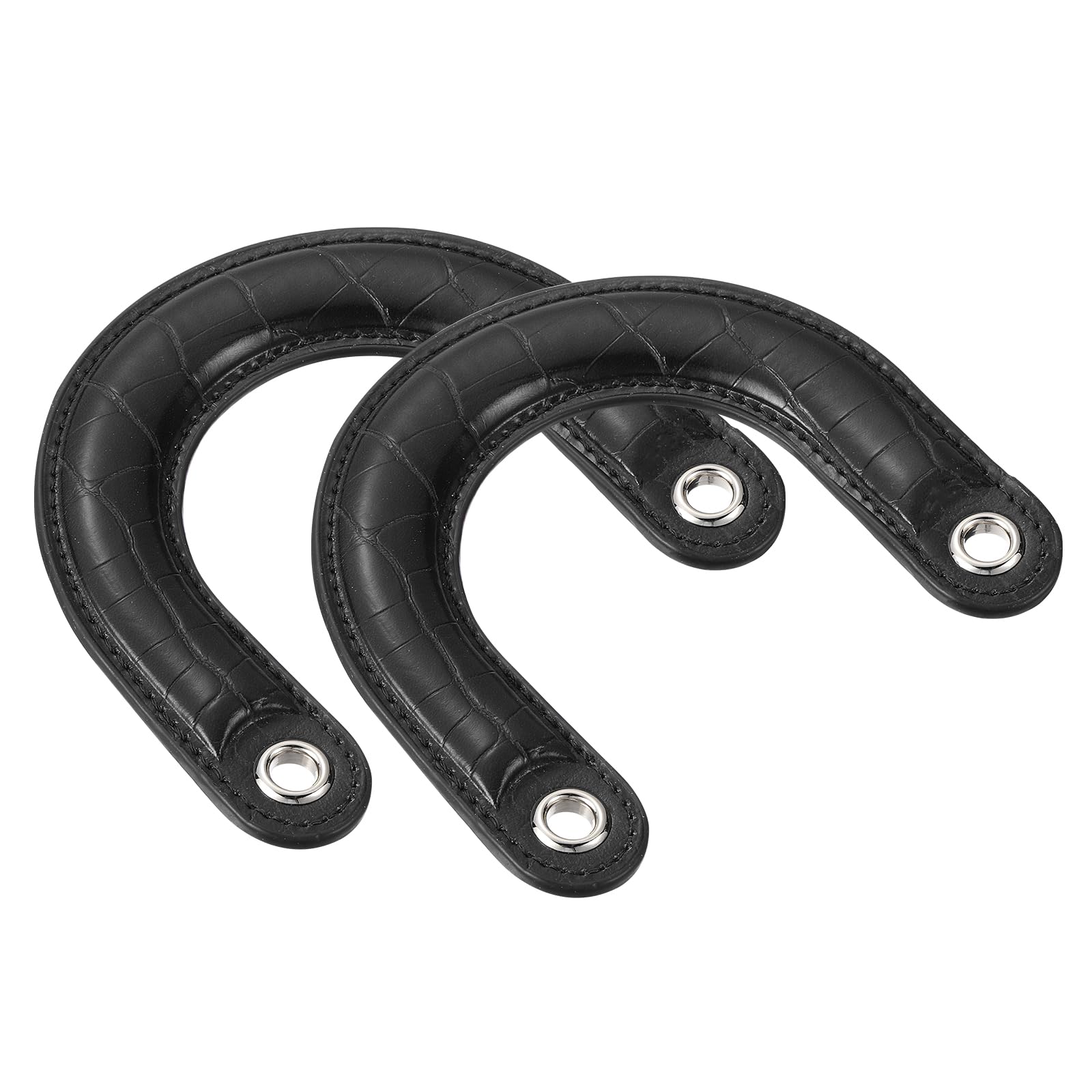 sourcing map 2Pcs PU Leather Bag Handles, U-Shaped Handbags Handles Short Purse Strap Replacement Handle for Women Clutch Bag Handbags, Black