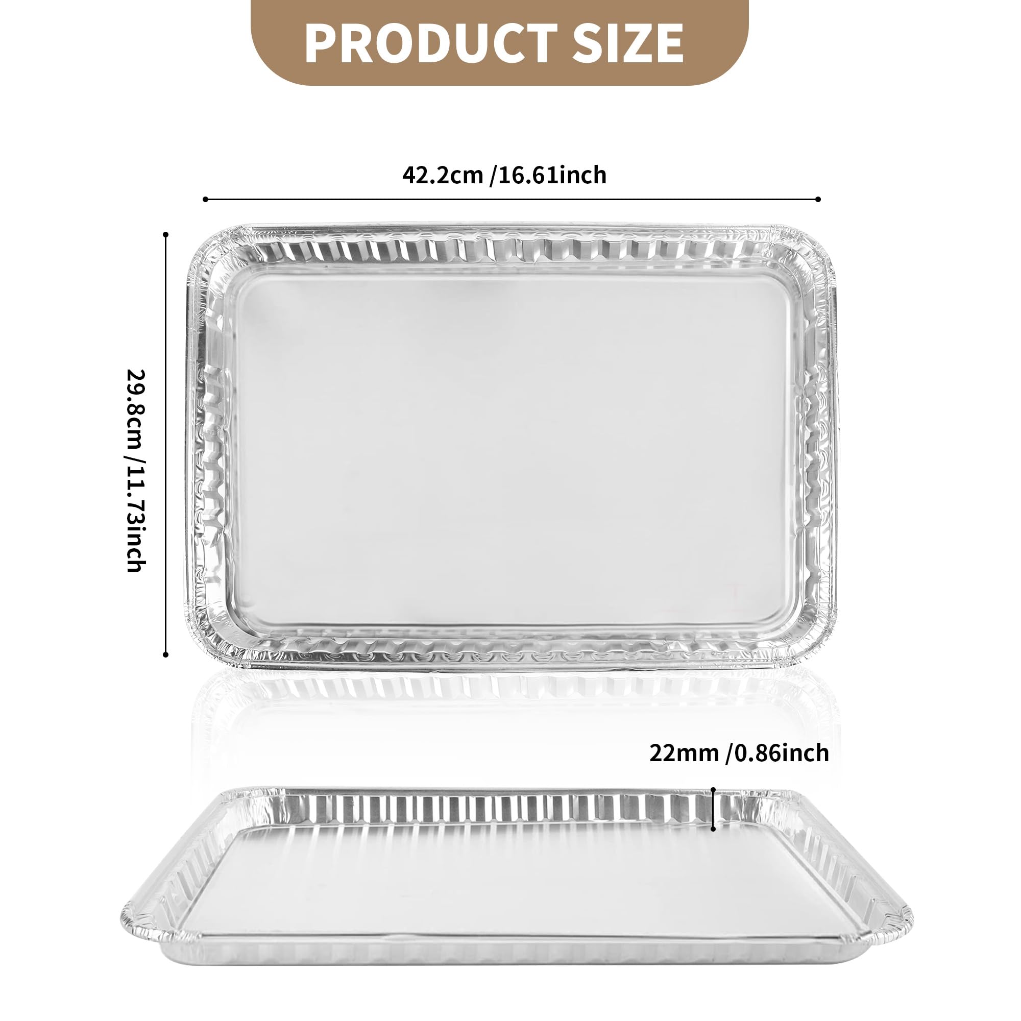 Paquete de 24 bandejas desechables de aluminio para hornear y asar de 16 x 11 pulgadas, sartenes desechables de papel de aluminio para hornear brownies, cocinar finas, pasteles