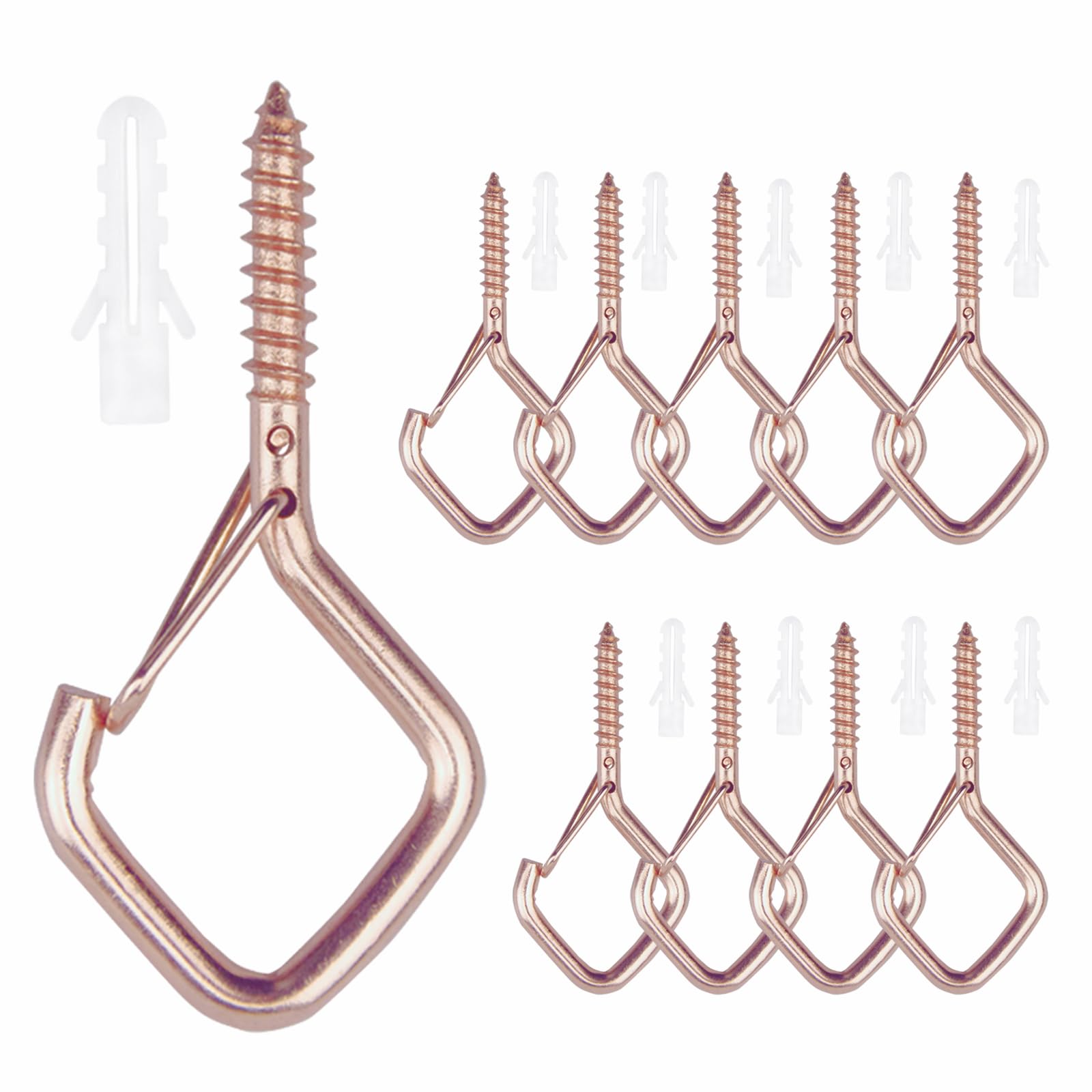 10PCS Eye Screw Hooks for Hanging Heavy Duty with Safety Buckle.Metal Ceiling Hooks for Hanging Plants,Cup,Wind Chime,Bird Feeders,christmas String Lights at Indoor&Outdoor,2.36 Inch(No Drill Bit)