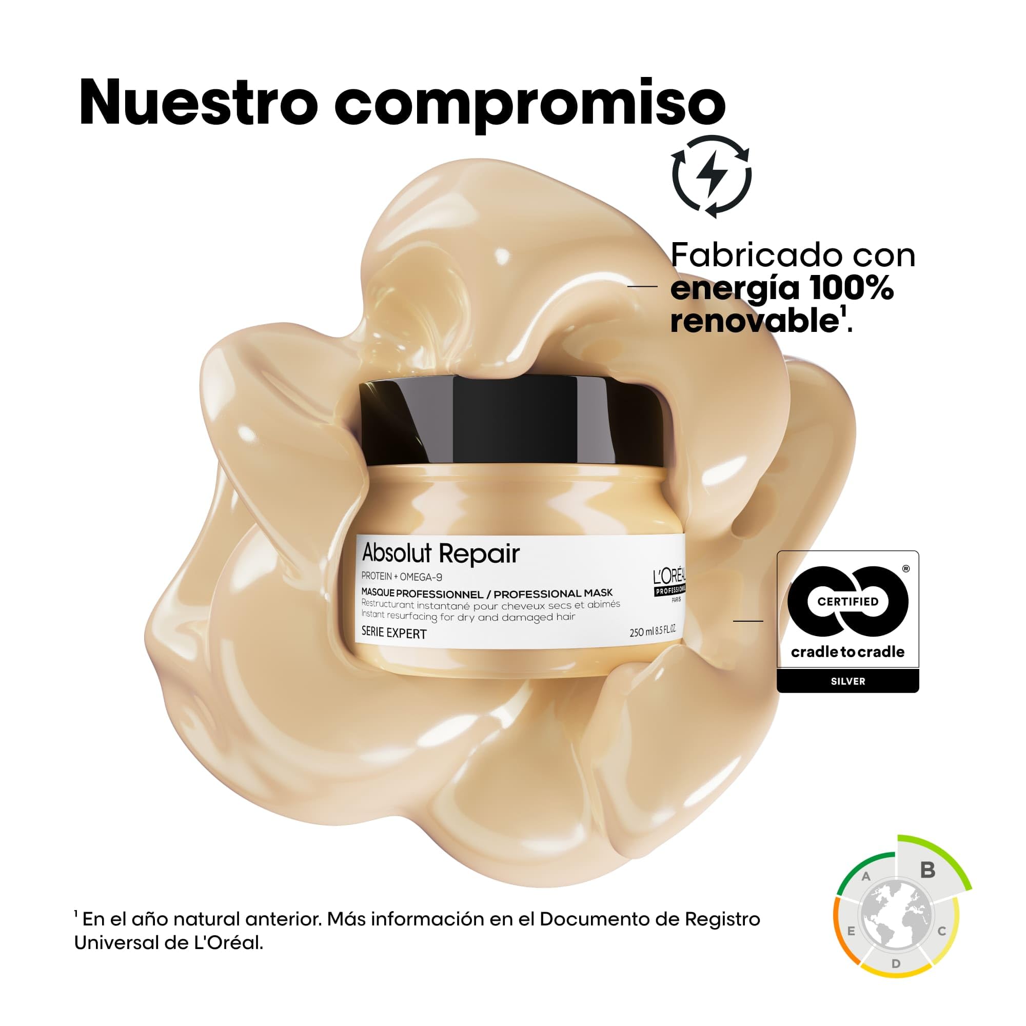 L’Oréal Professionnel, Mascarilla Tratamiento Reconstructor para Pelo Seco y Dañado, Absolut Repair, 250ml