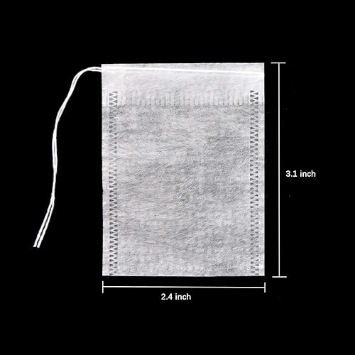 Miniatura 3 de 100 bolsas de té desechables para té de hojas sueltas, bolsas de filtro de té biodegradables con cordón, bolsas de té vacías de fibra de maíz para