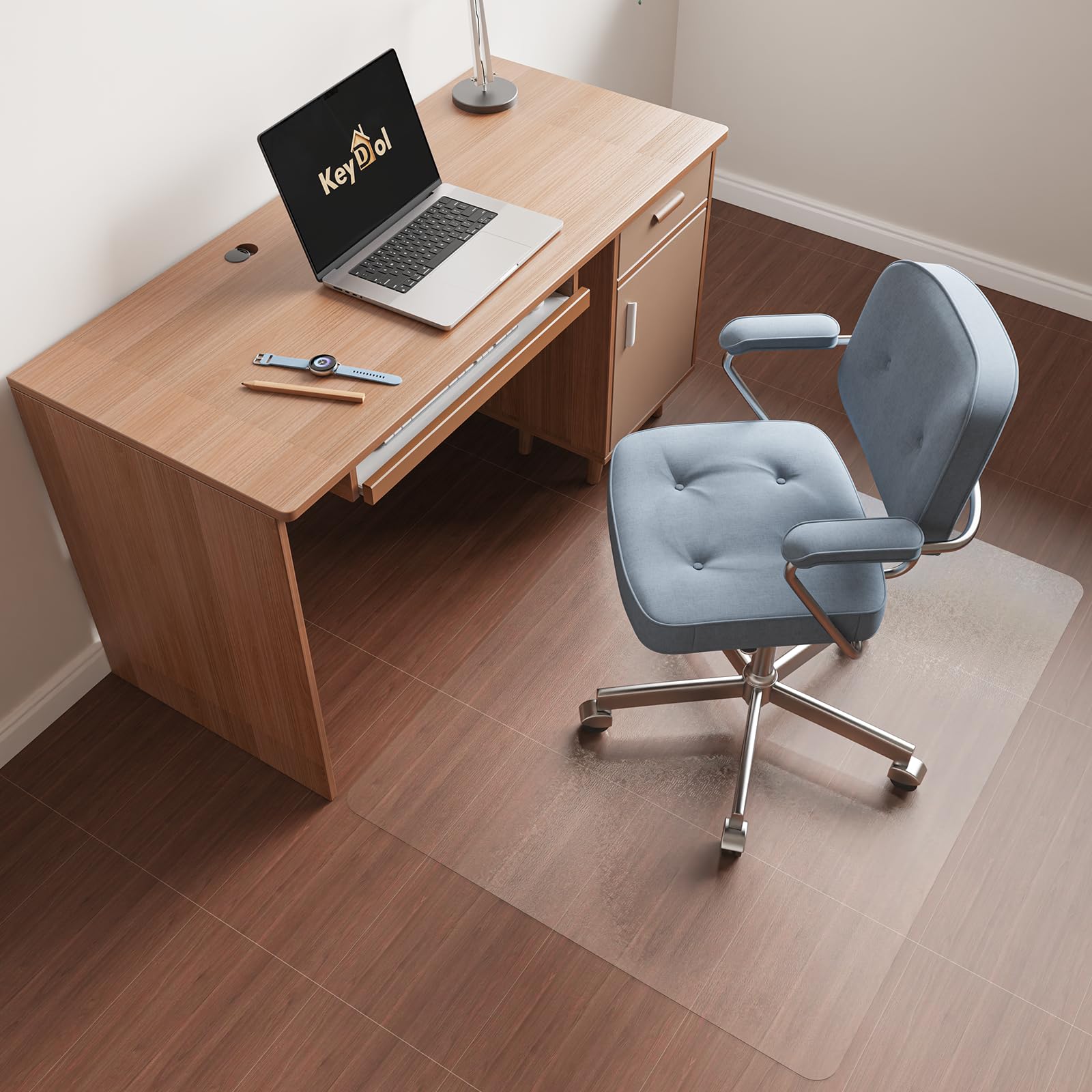 [Two-Sided Usable] 36'' x 48'' Hard Floor Chair Mats for Office, Clear Computer Chair Mat for Hardwood, Plastic Desk Floor Mat for Hardwood Floors, Rubber Office Chair Mat for Tile/Laminate Floor