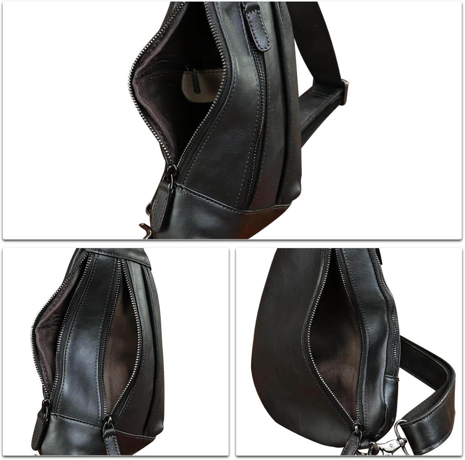 LRTO Genuine Leather Sling Bag for Men and Women Vintage Real Leather Crossbody Chest Bags Backpack Purse for Travel Hiking - Image 7