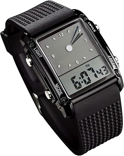 Relojes de pulsera deportivos con esfera rectangular para hombre 7 colores opcionales retroiluminación LED multifuncional cronómetro de alarma 1224