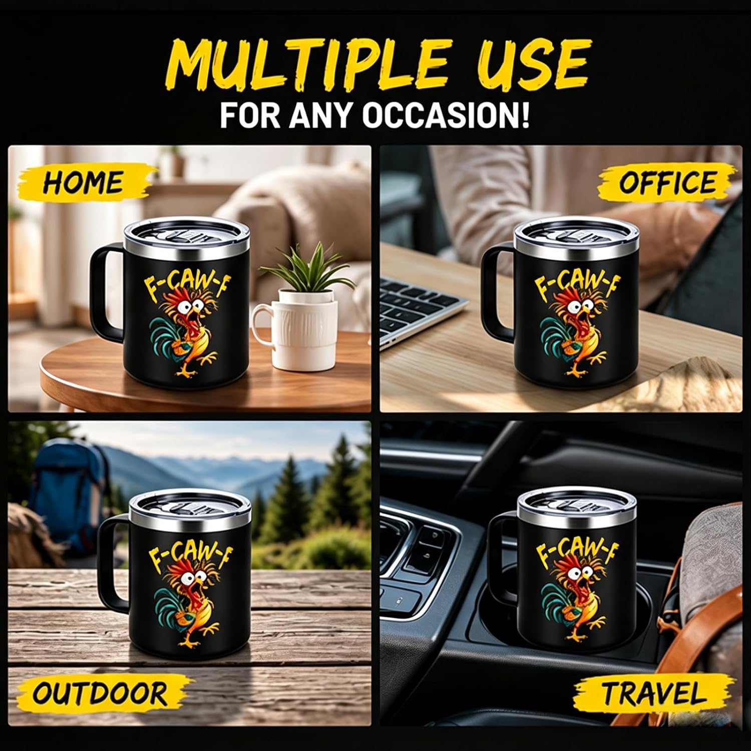 F-Caw-F Stainless Steel Funny Mug 15oz, Funny Gag Gift for Adults image 5