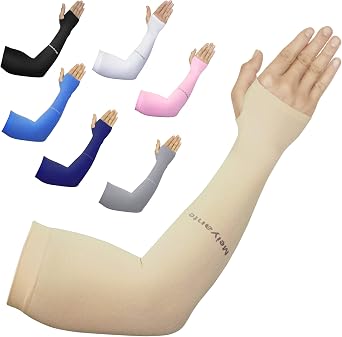 Arm Sleeves for Men Women, 1 Pair UPF 50+ UV Sun Protection Cooling Sleeves, Tattoo Cover for Driving Work Sports